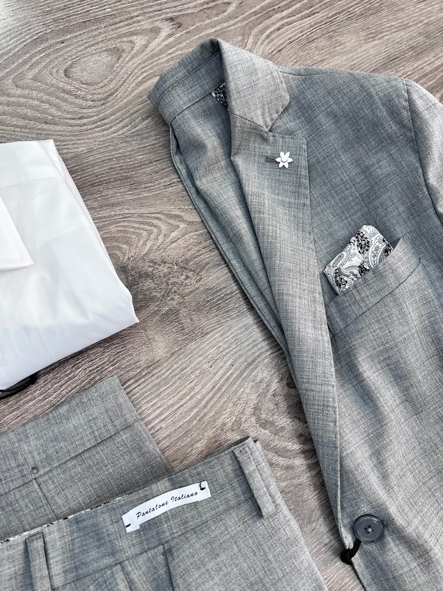 abito uomo matrimonio grigio estivo - Completo elegante fresco lana cerimonia