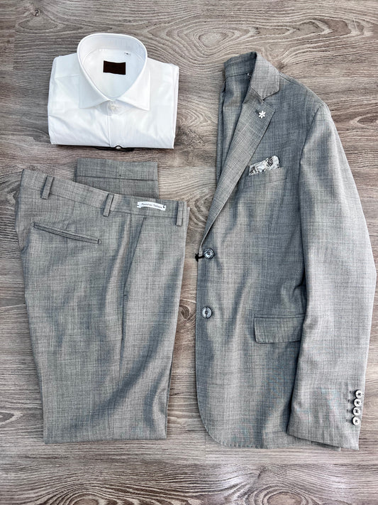 Abito uomo estivo grigio in fresco lana - Completo elegante sartoriale Made in Italy