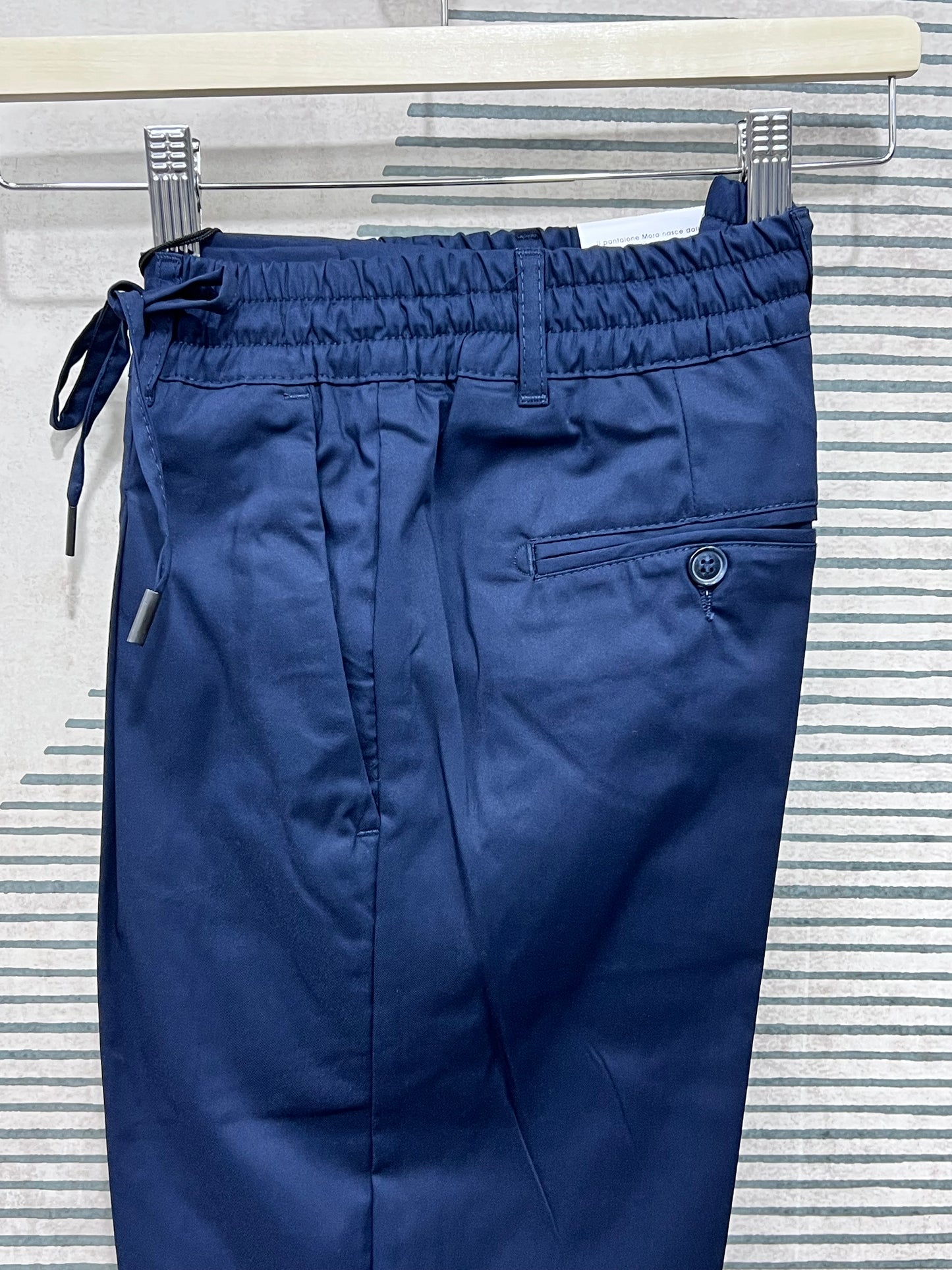Pantalone Tela Para| Beige & Blu