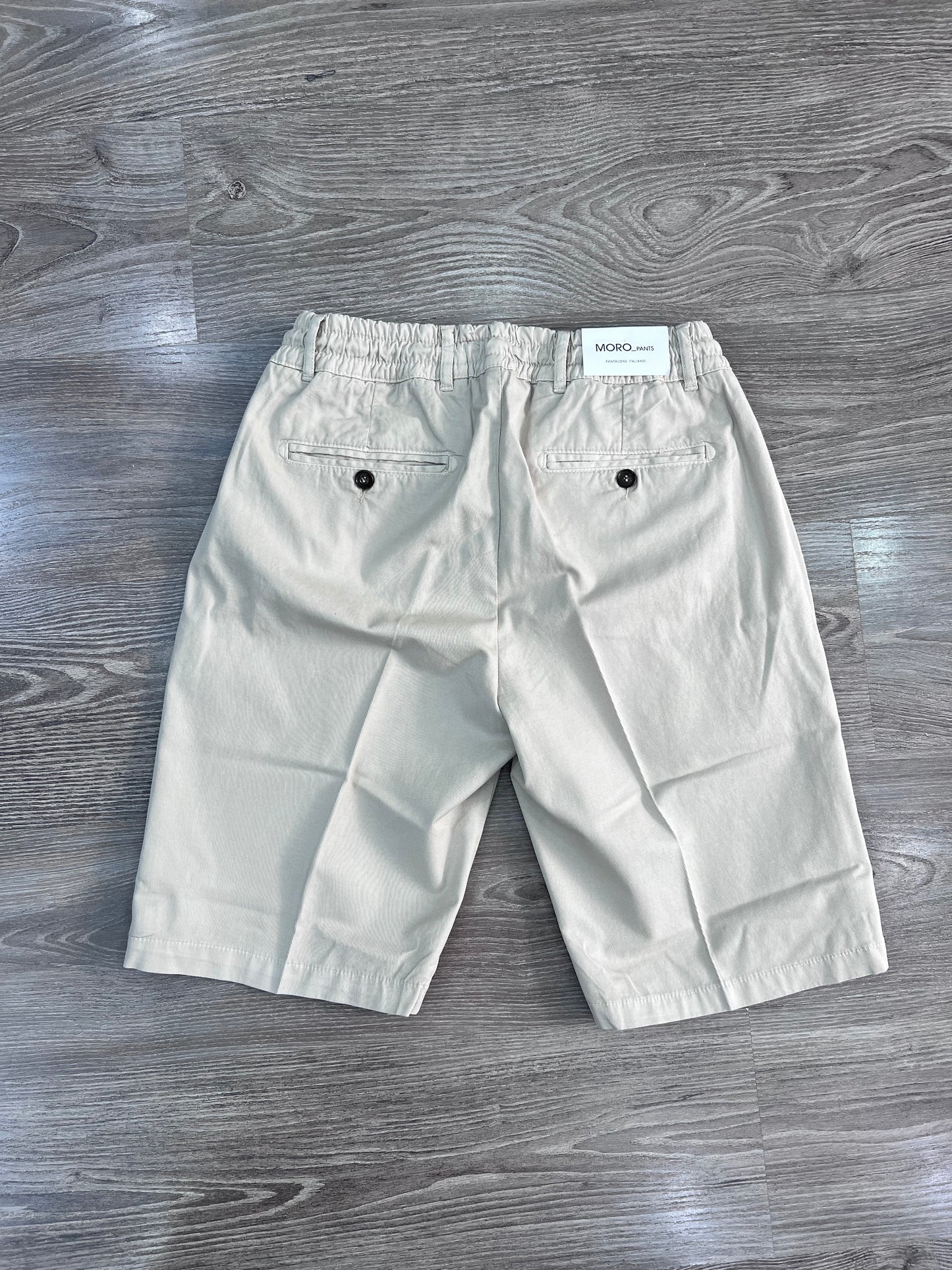 Bermuda uomo lino e cotone beige Made in Italy – vista posteriore - Frarò Shop