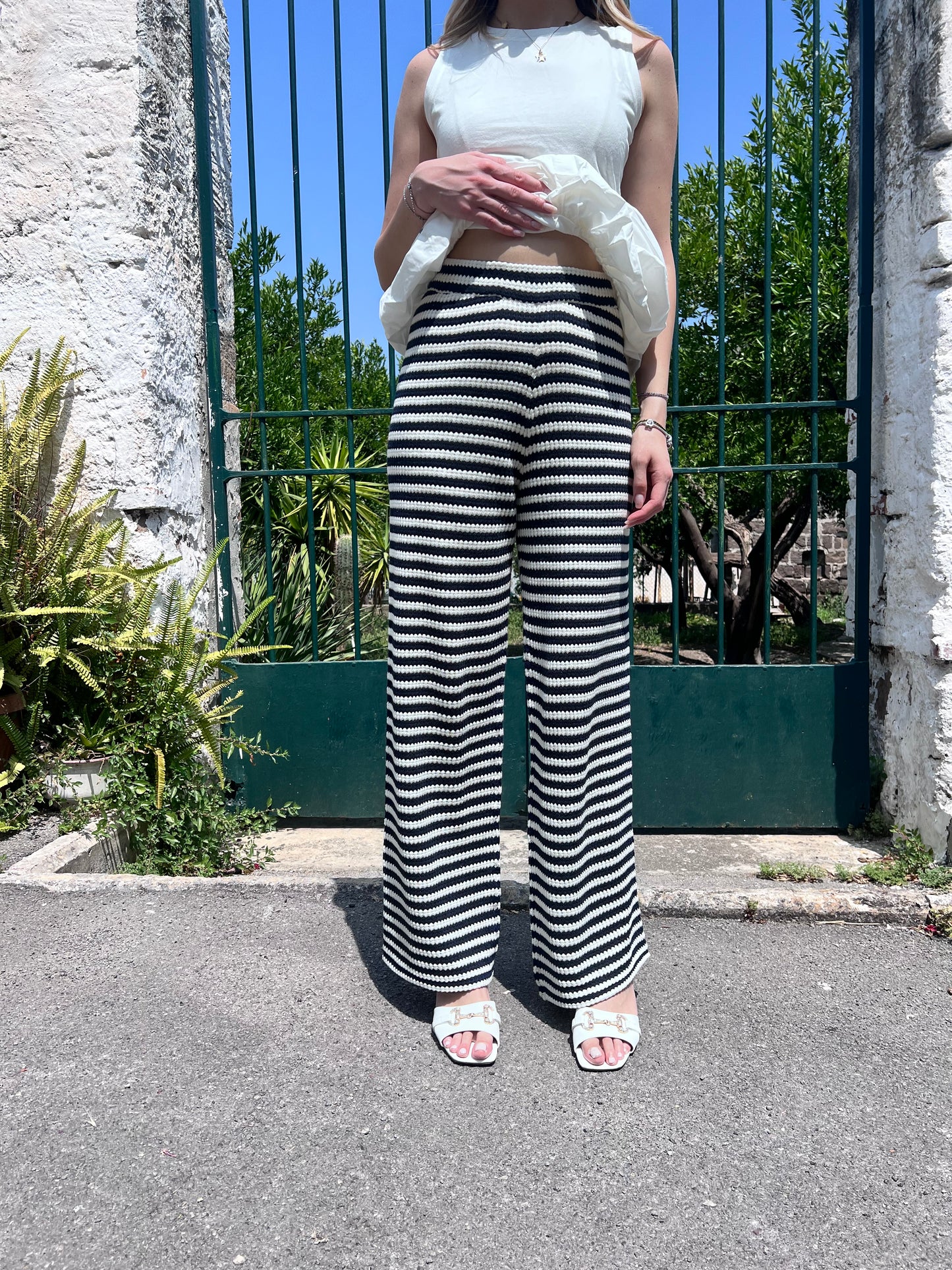 Pantalone Palazzo| Maglia Traforata | LORIANNA