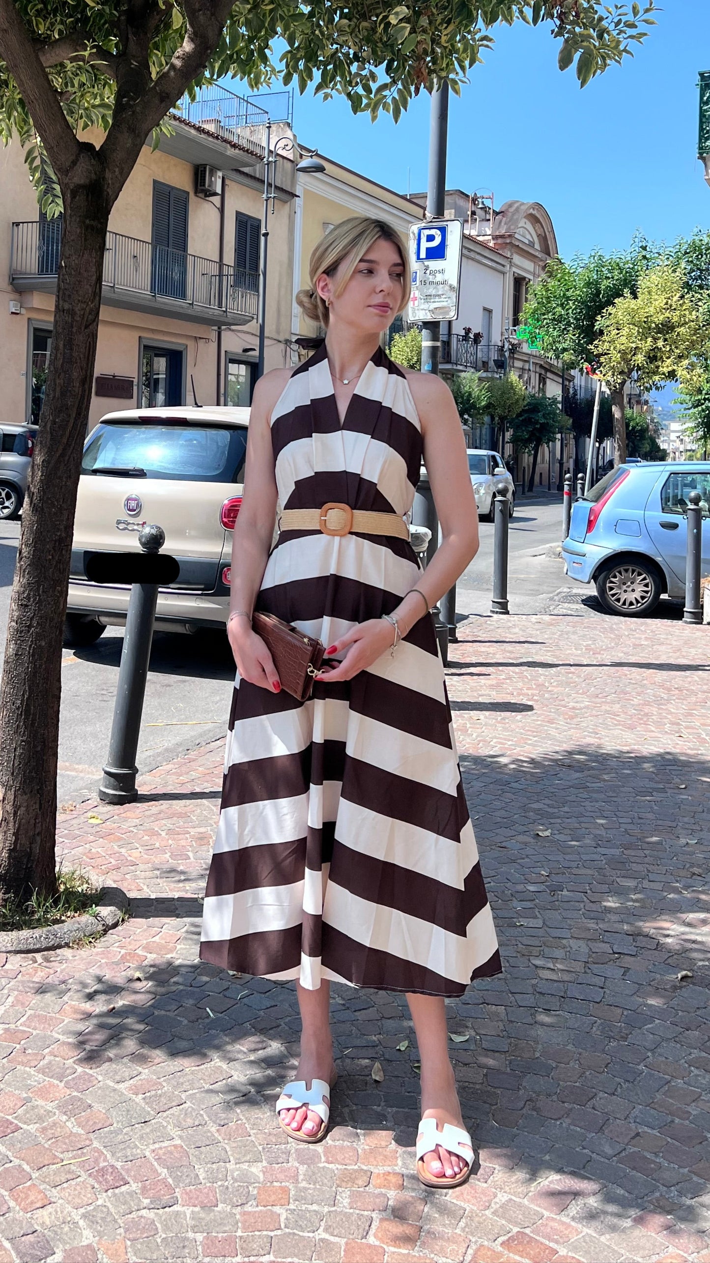 Abito Cotone| Riga Larga| Moro| Blu