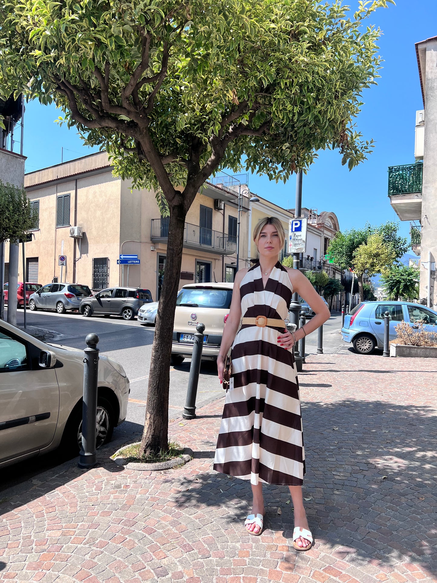 Abito Cotone| Riga Larga| Moro| Blu
