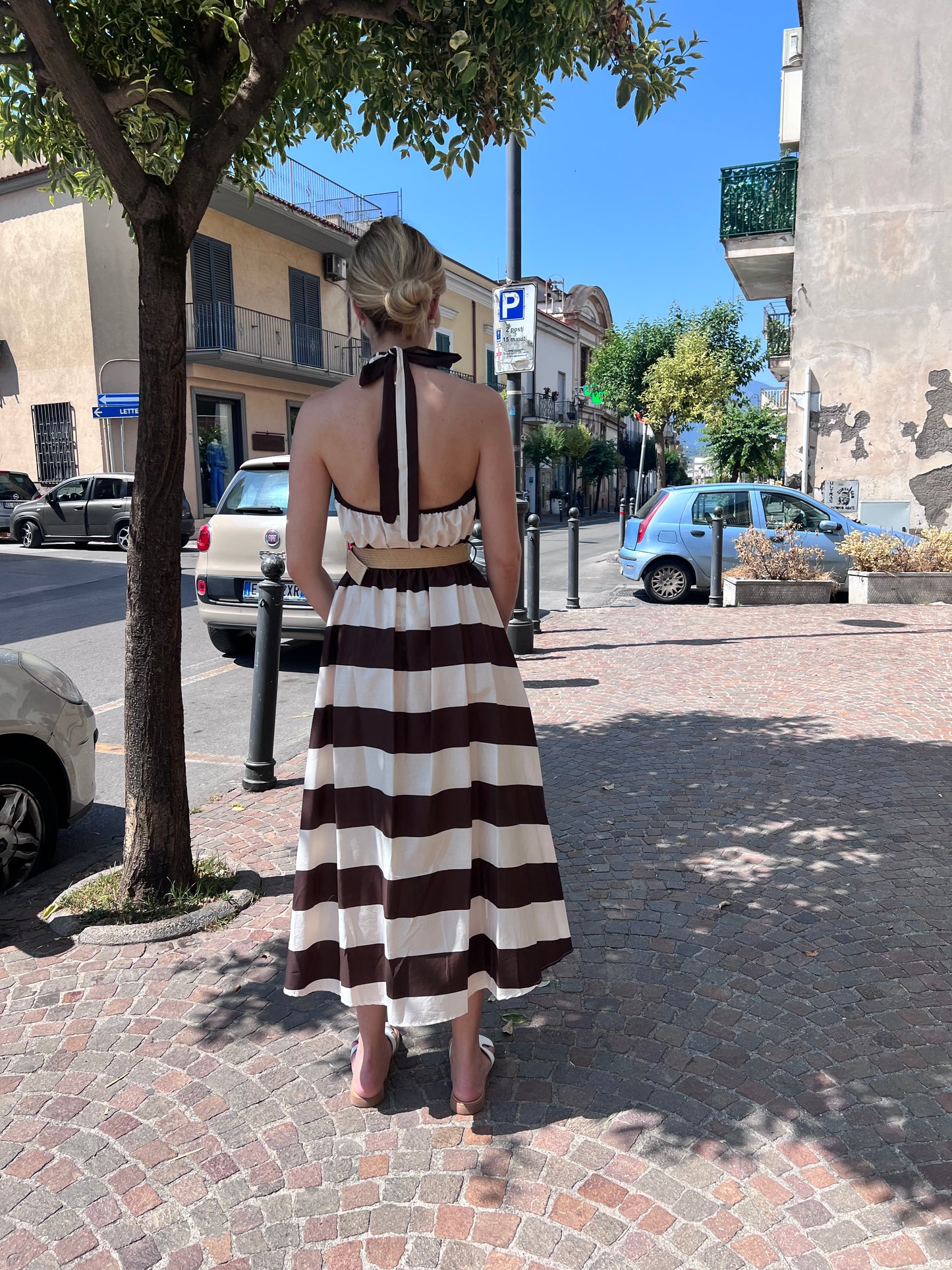 Abito Cotone| Riga Larga| Moro| Blu