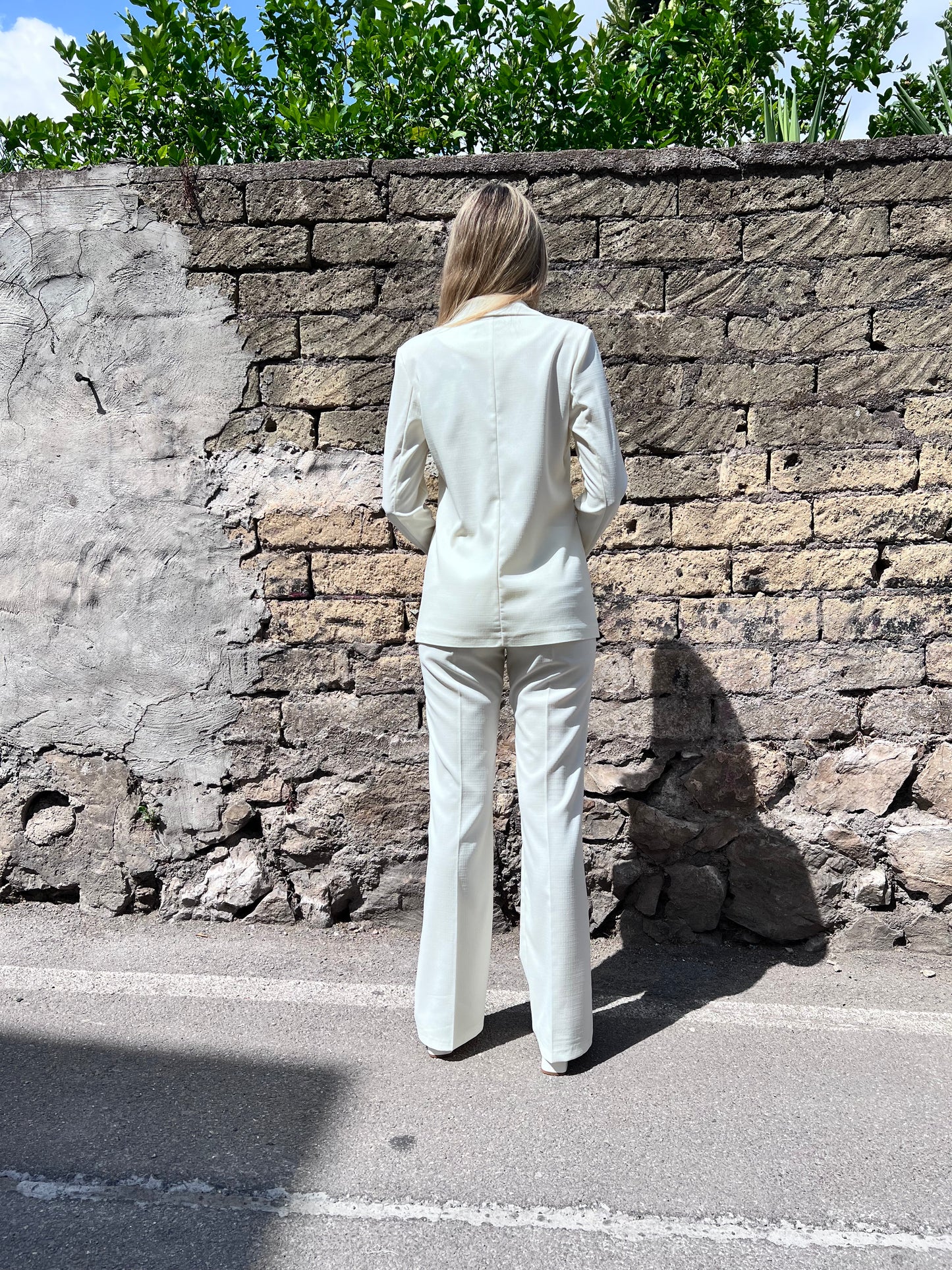 Tailleur| Trama Lino| Panna | Fucsia
