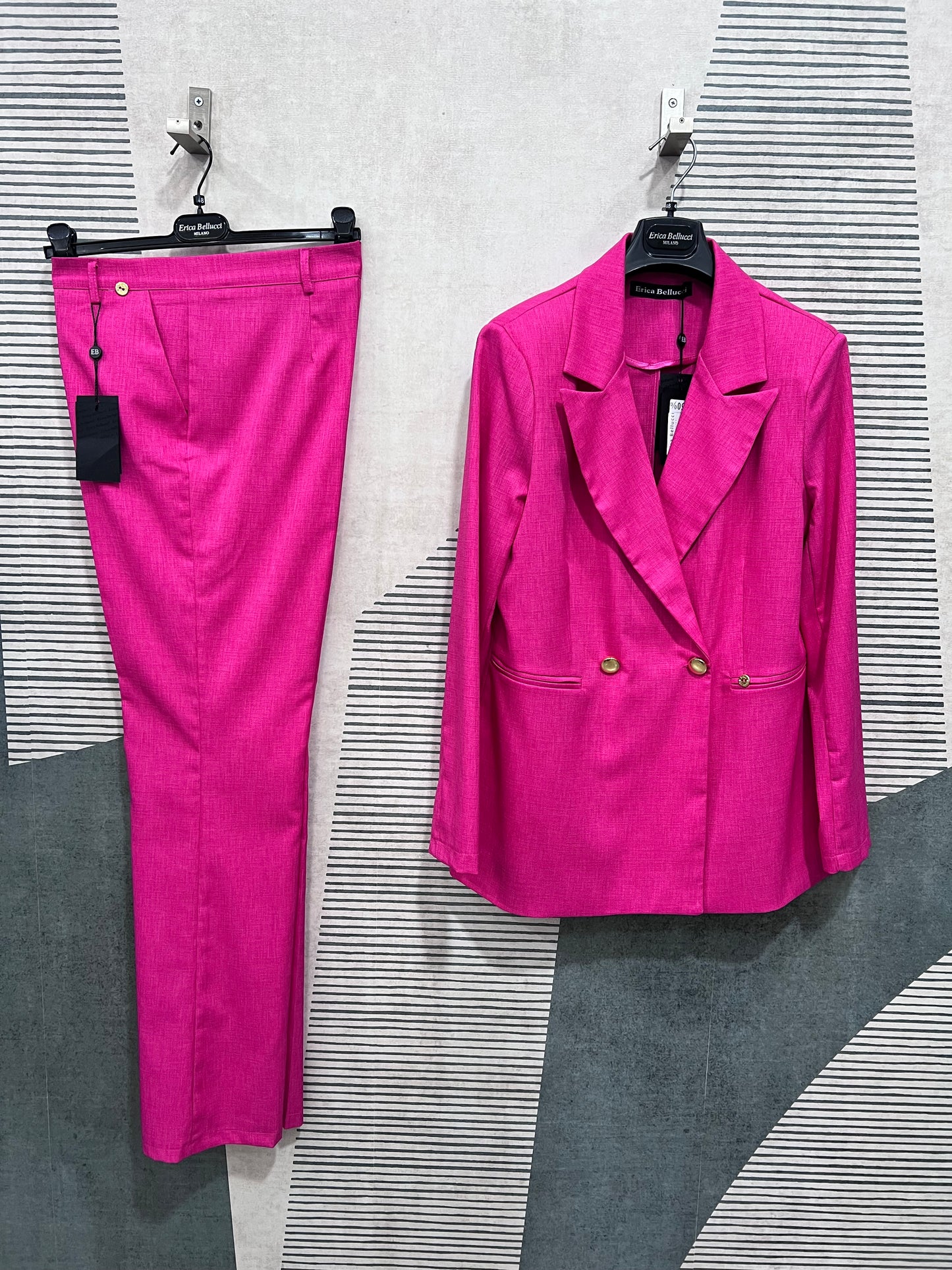 Tailleur| Trama Lino| Panna | Fucsia