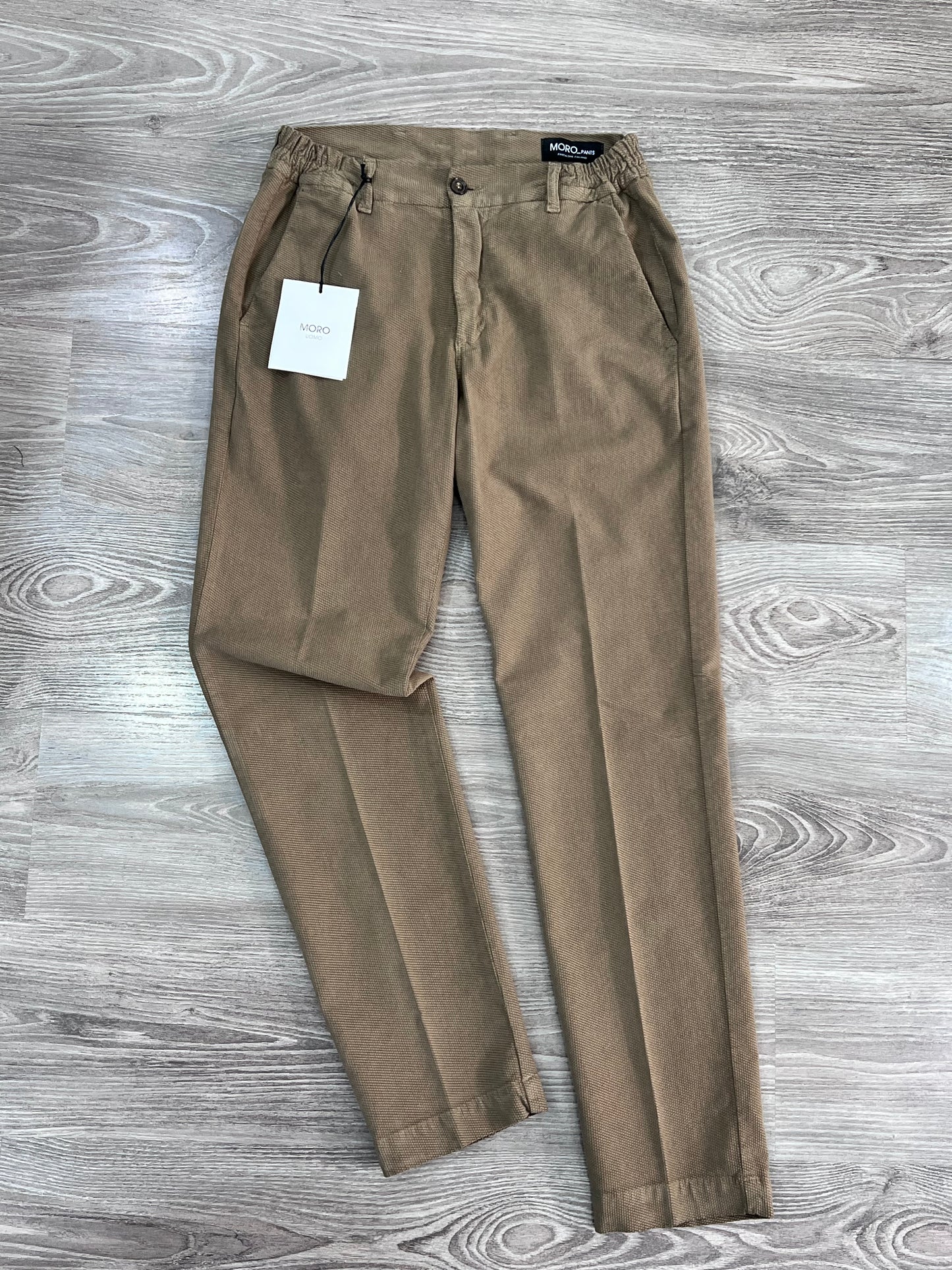 "Pantalone uomo armaturato Made in Italy - vista frontale colore bruciato - tessuto cotone elasticizzato"