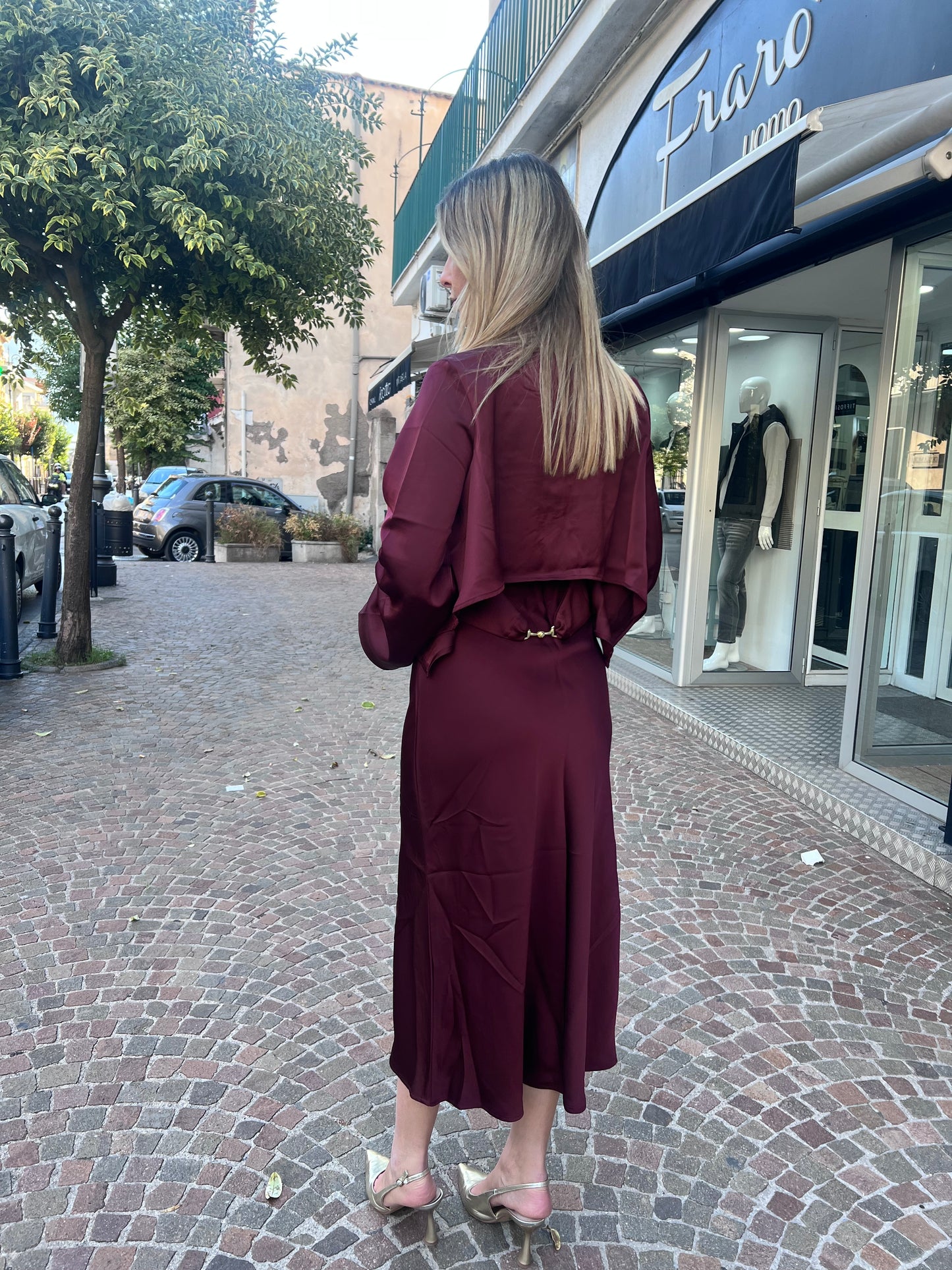Coordinato donna bordeaux Kansas Tiffosi - vista laterale outfit completo elegante