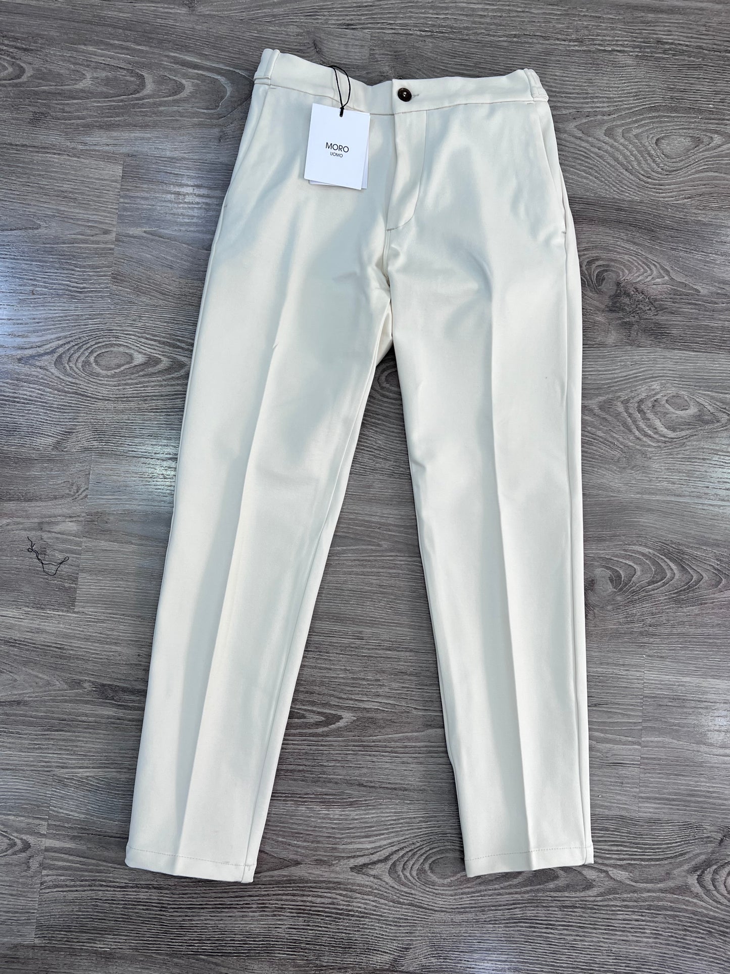 Pantalone sartoriale Moro punto milano colore panna - vista frontale