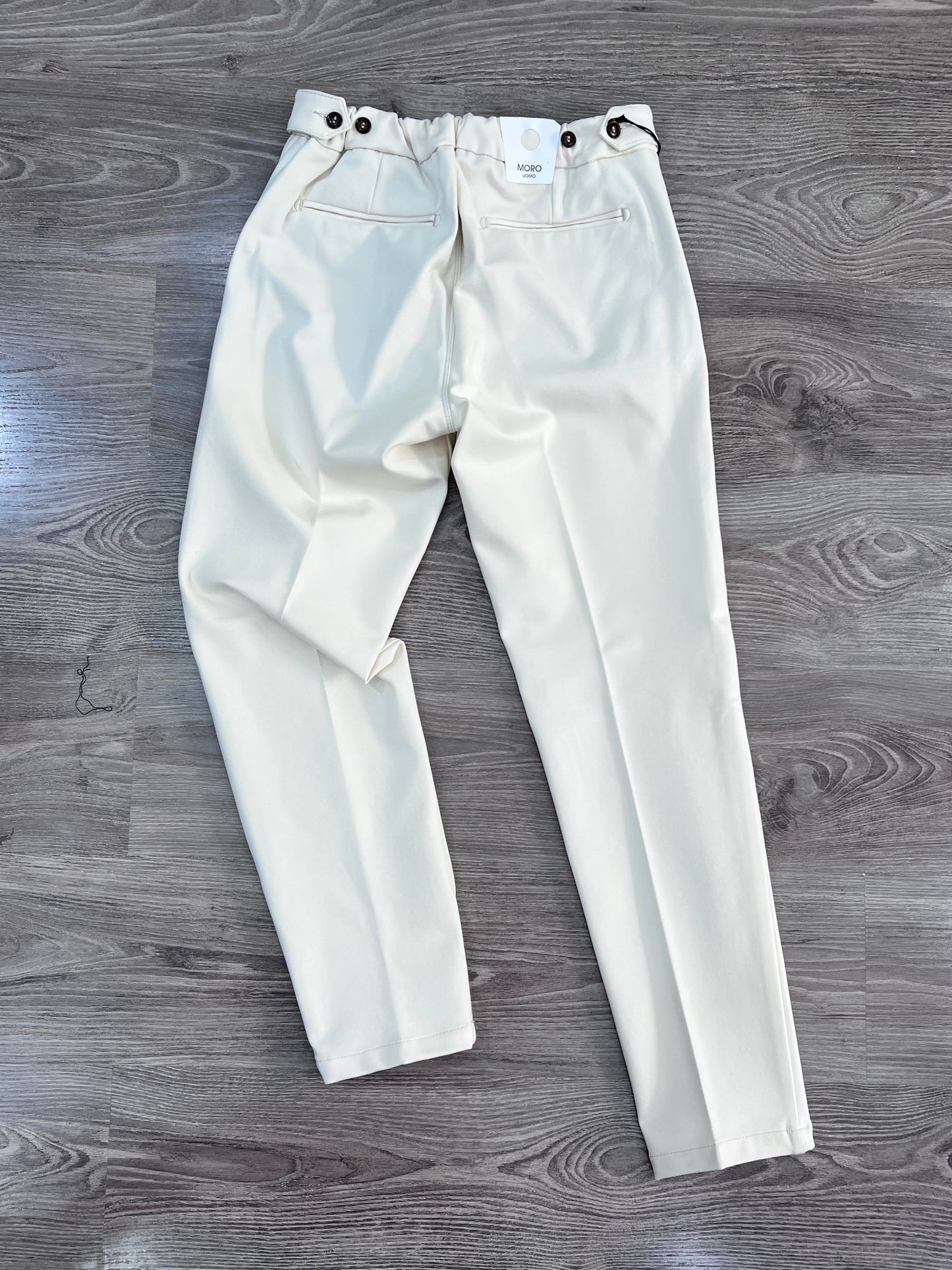 Pantalone Moro punto milano - Panna- vista posteriore con tasche