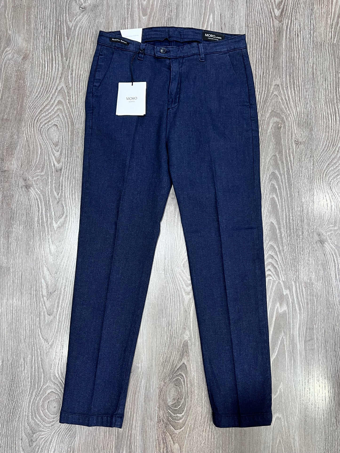 Pantalone uomo tinto in filo blu Moro - vista frontale completa
