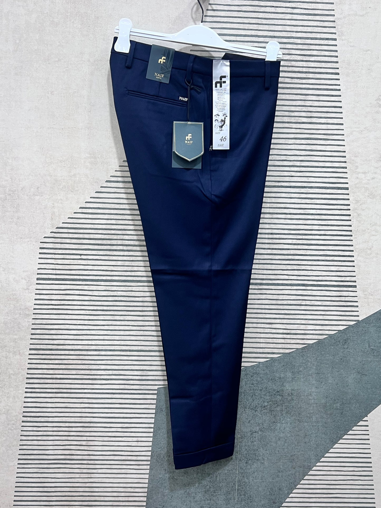 Pantalone uomo tela flex colore blu - vista frontale completa