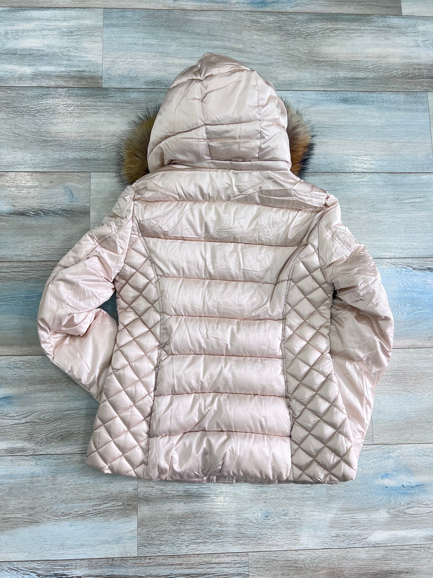 Giubbotto Donna Invernale 638 Bordeaux Beige con Cappuccio e Pelliccia