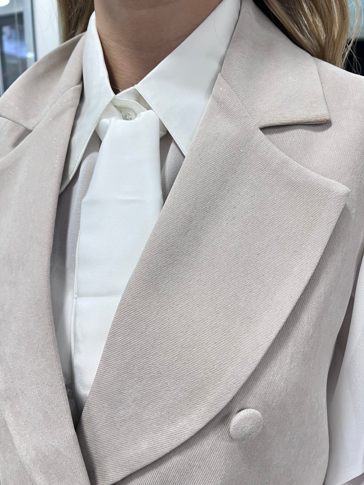 Tailleur 537 dettaglio tessuto effetto velluto con luccichio lurex - made in Italy