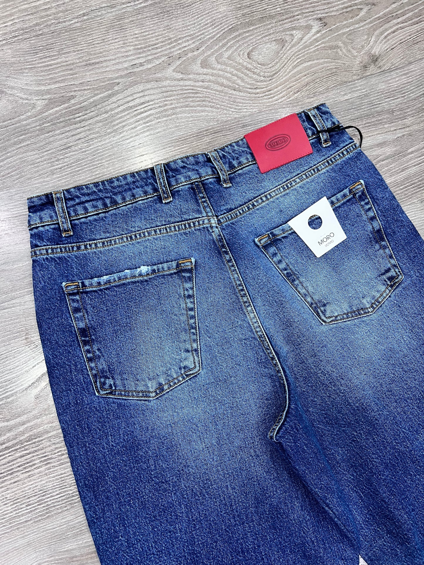 Jeans Uomo Gamba Larga Wide Leg Sabbiato - Denim Premium Made in Italy