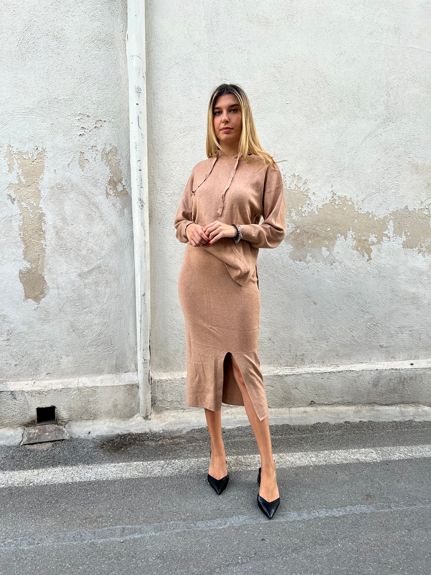 "Coordinato invernale Tiffosi Kyri Peyote - set completo maglia e gonna per donna moderna"