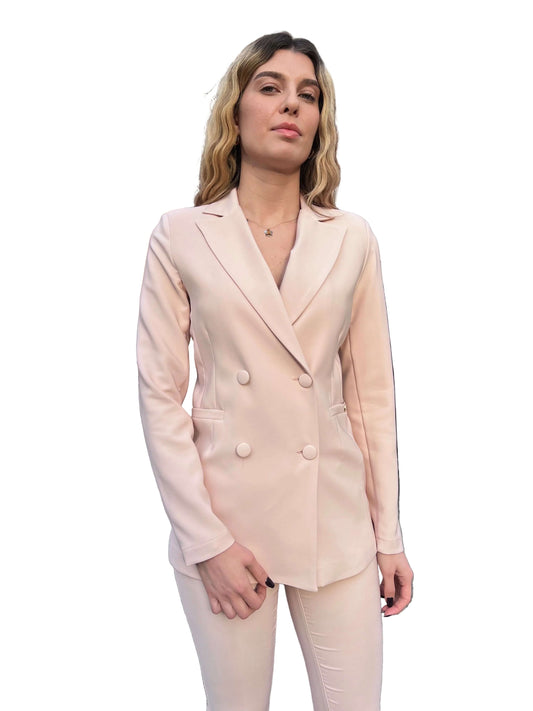 Blazer doppio petto avvitato tailleur donna 580 cipria - vestibilità strutturata luxury collection