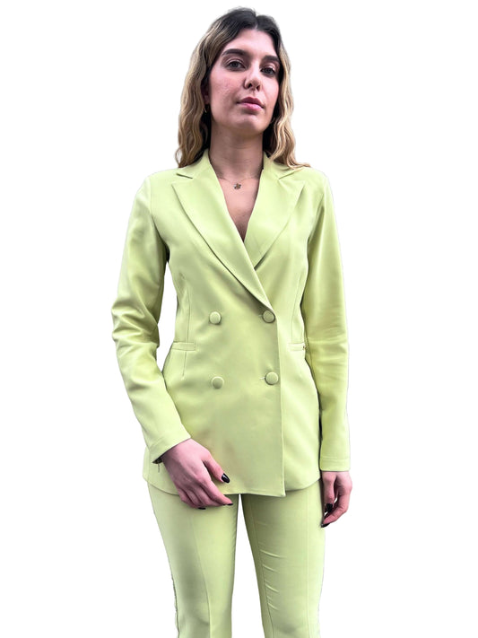 Blazer doppio petto avvitato tailleur donna 580 verde - vestibilità strutturata luxury collection
