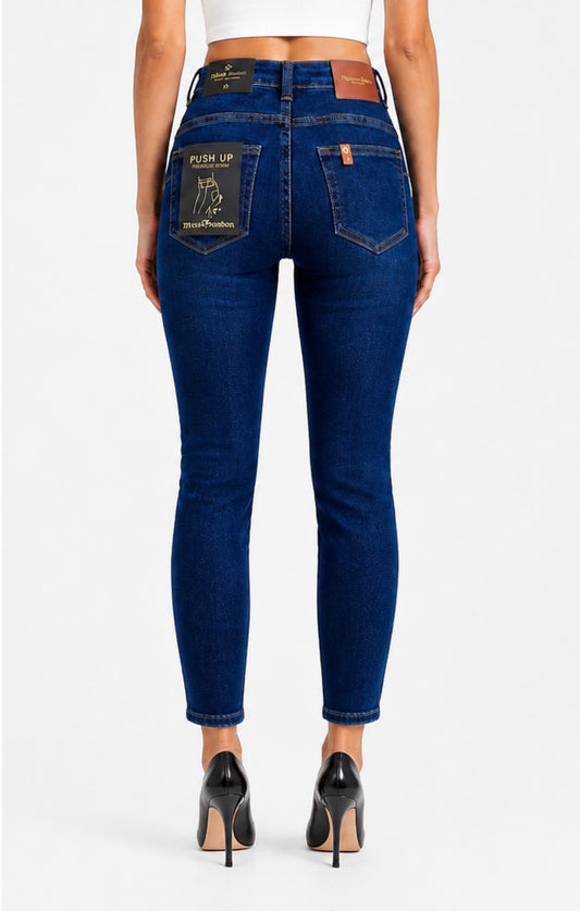 Jeans skinny donna denim elasticizzato - indossato da modella - vista posteriore – Frarò