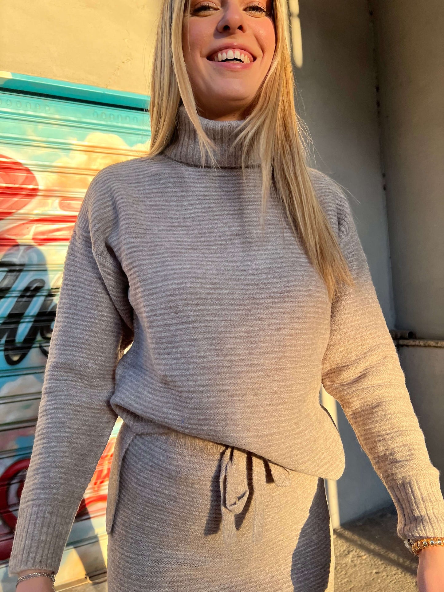 Completo casual donna Muffin - Dettaglio maglia lana beige