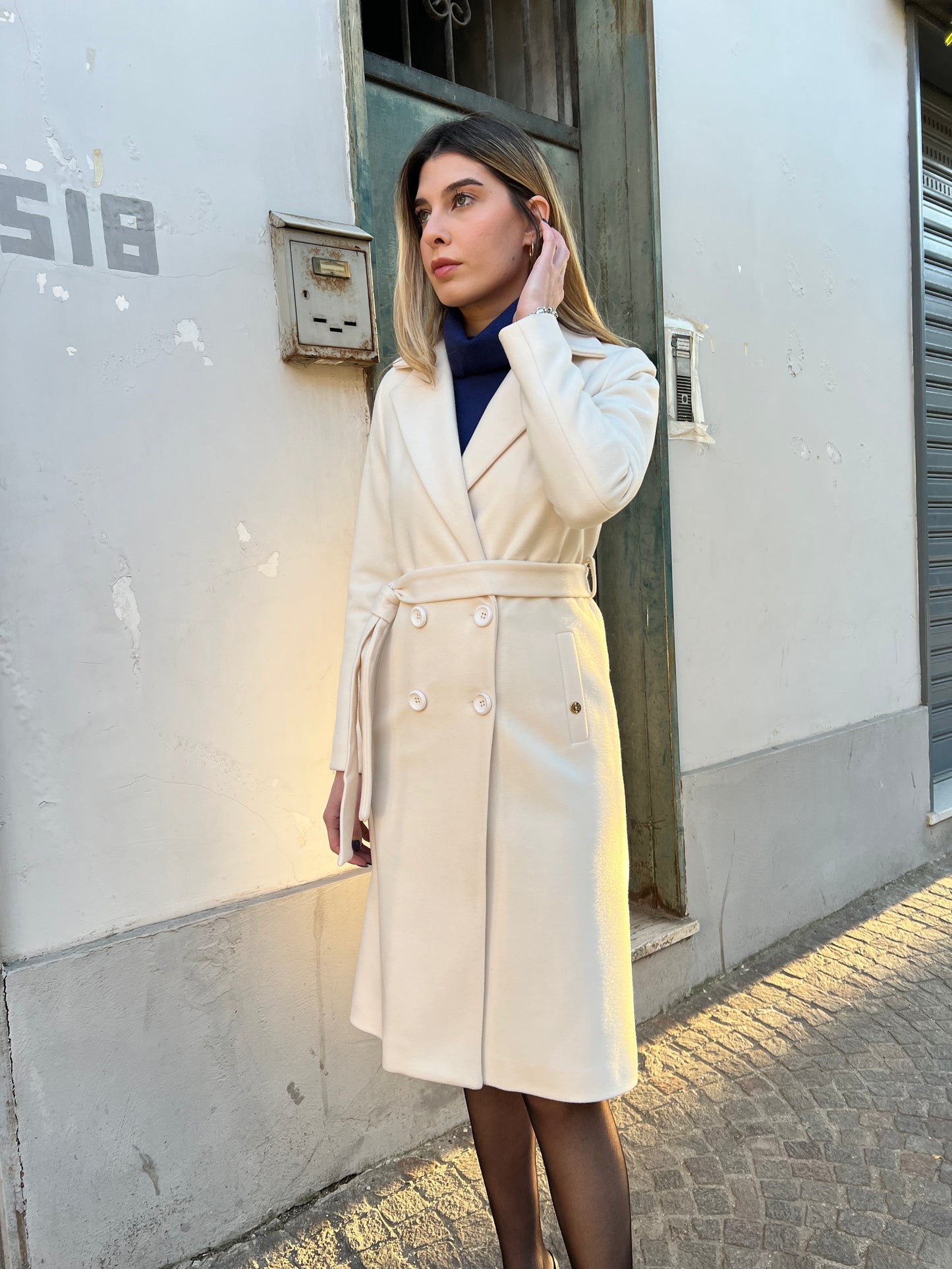 Cappotto 502 | Panna | Blu