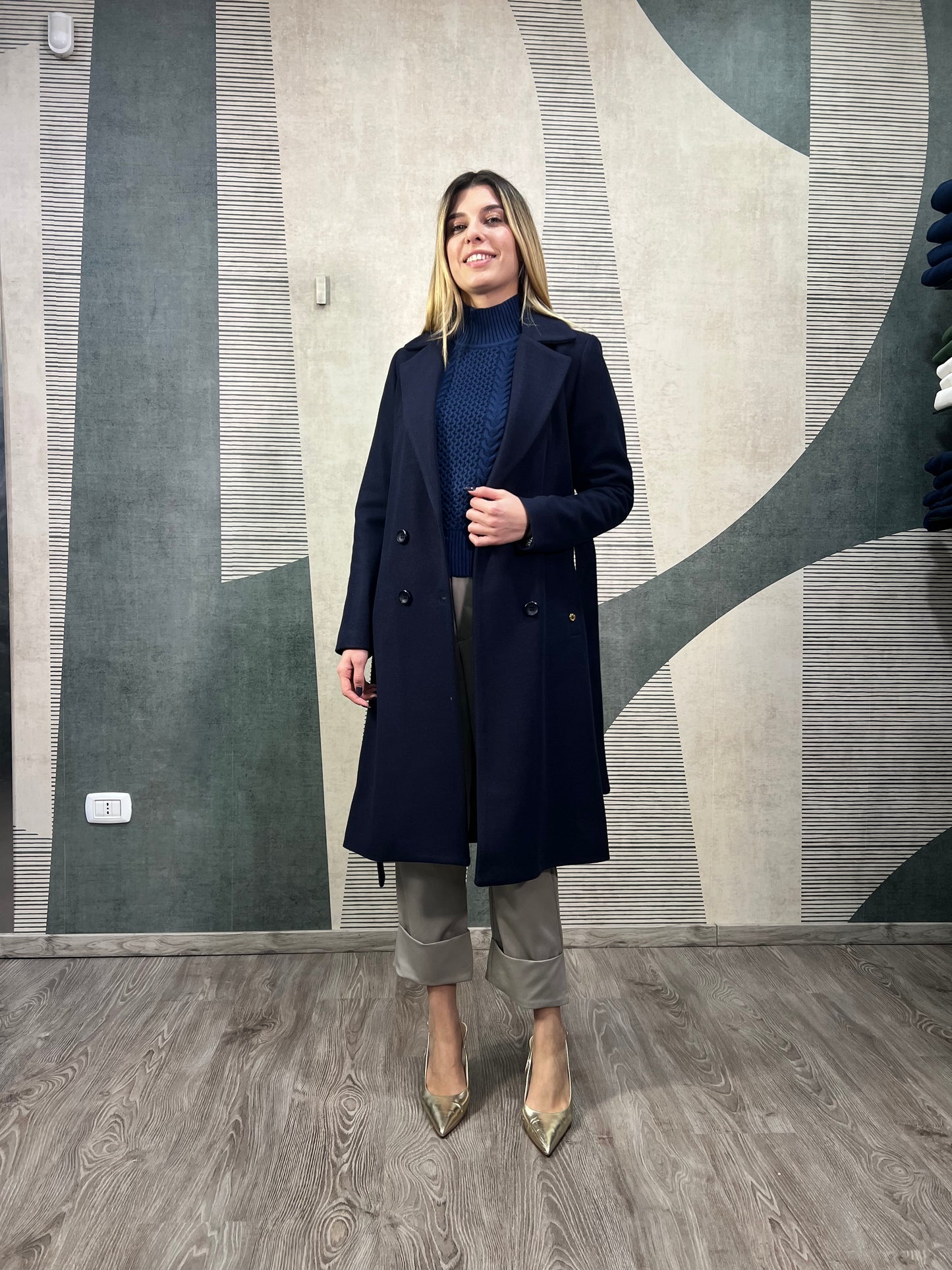 Cappotto 502 | Panna | Blu