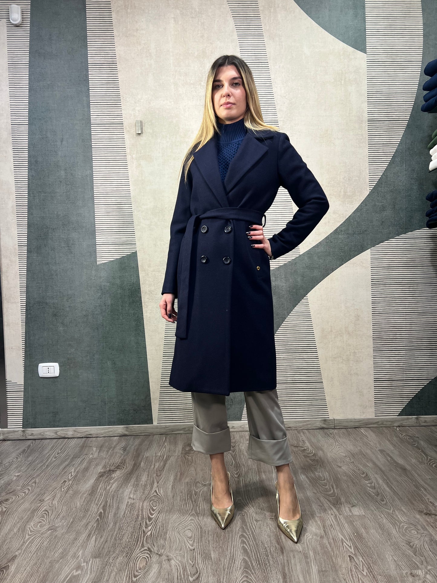 Cappotto 502 | Panna | Blu