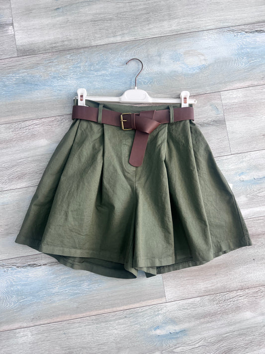 Shorts a gonna donna in cotone colore militare - taglia unica fino alla 46 - Frarò
