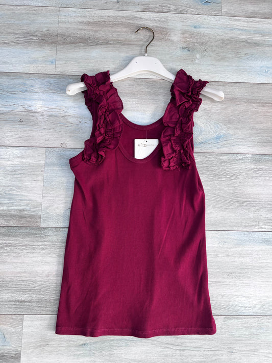 Canotta donna a coste con rouge alle spalle colore amarena - taglia unica fino alla 46 - Frarò