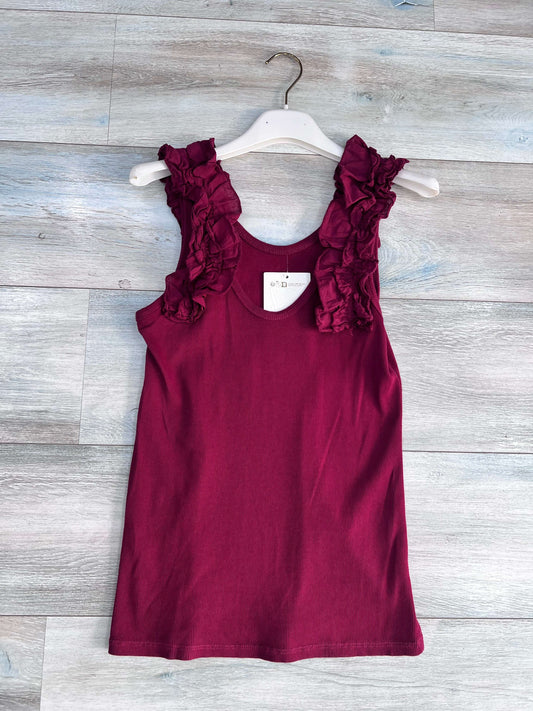 Canotta donna a coste con rouge alle spalle colore amarena - taglia unica fino alla 46 - Frarò
