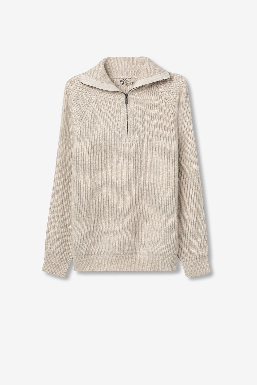 Maglione Javier effetto lana beige - dettaglio polsini e fondo a coste