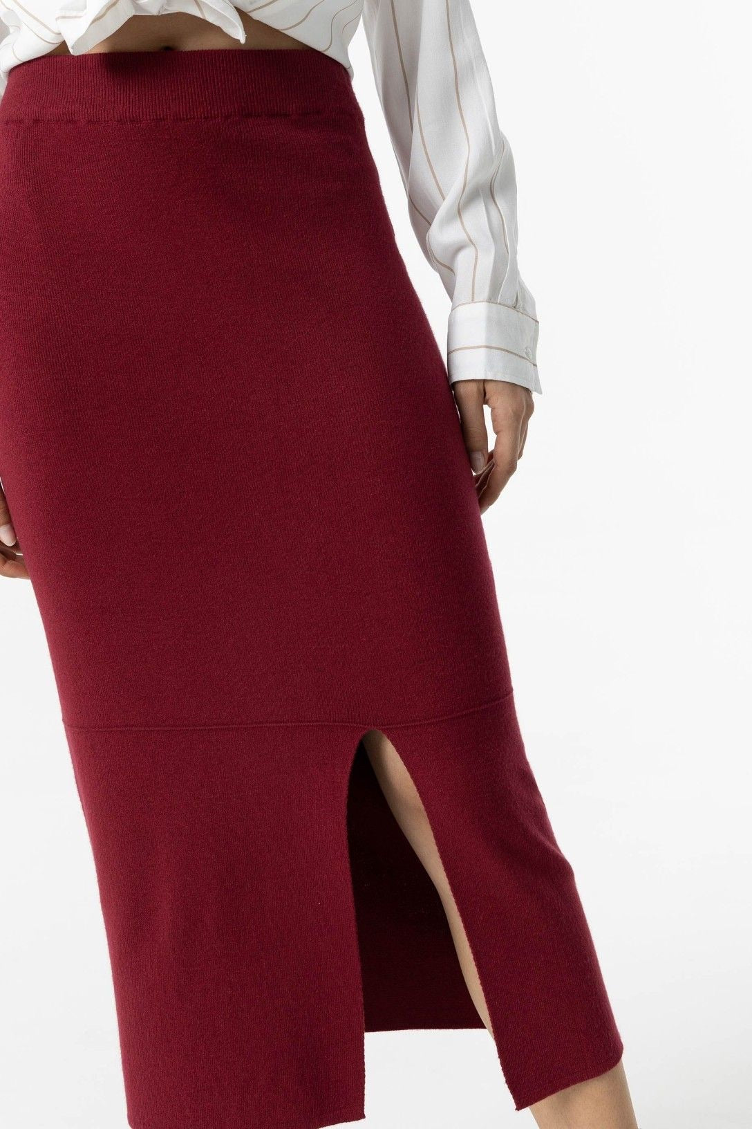 "Coordinato Kyri Bordeaux - gonna del completo donna elegante in viscosa poliestere nylon color bordeaux"