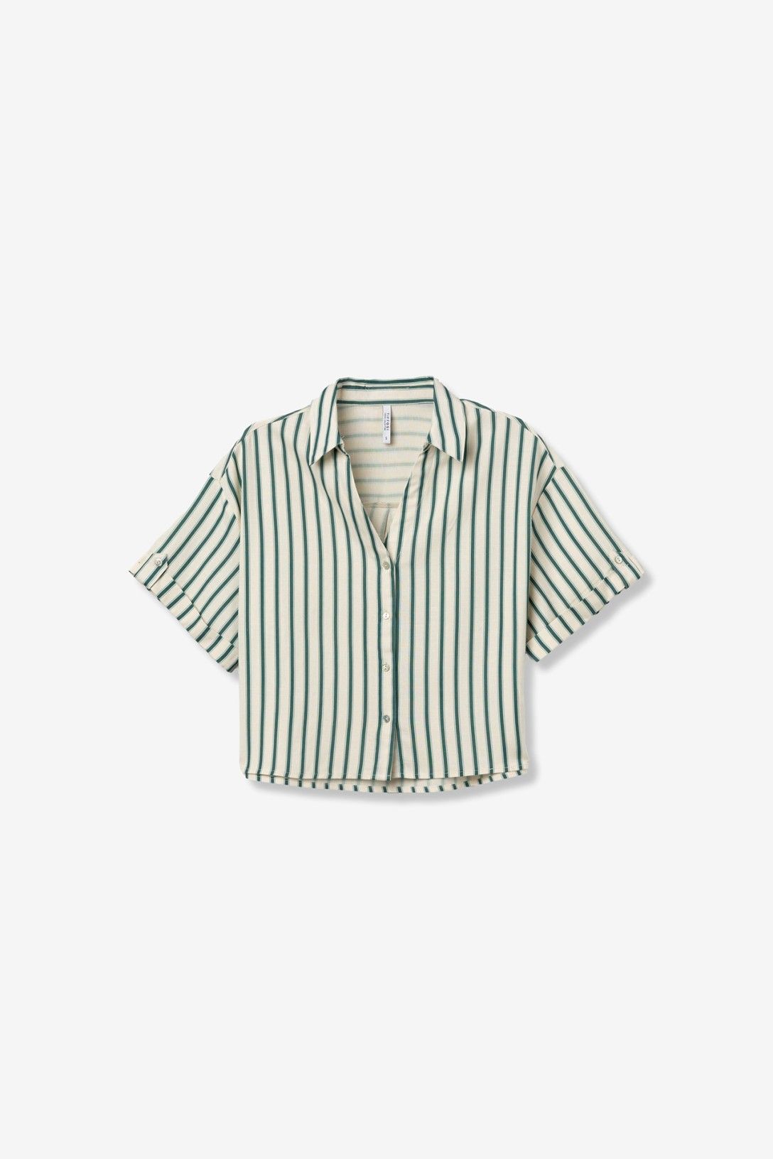 Camicia donna activea a righe verticali in verde - collezione PE 26 Tiffosi