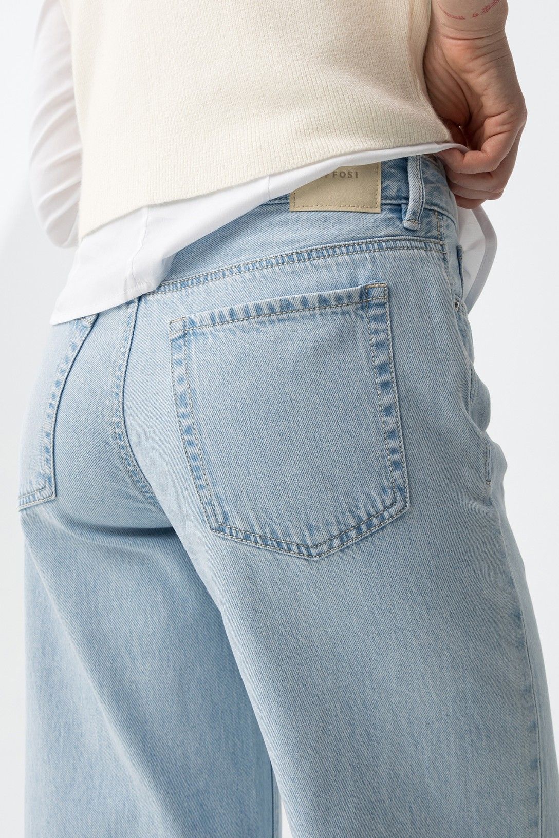 Jeans vita alta donna Celin blu chiaro - dettaglio tasca e cuciture