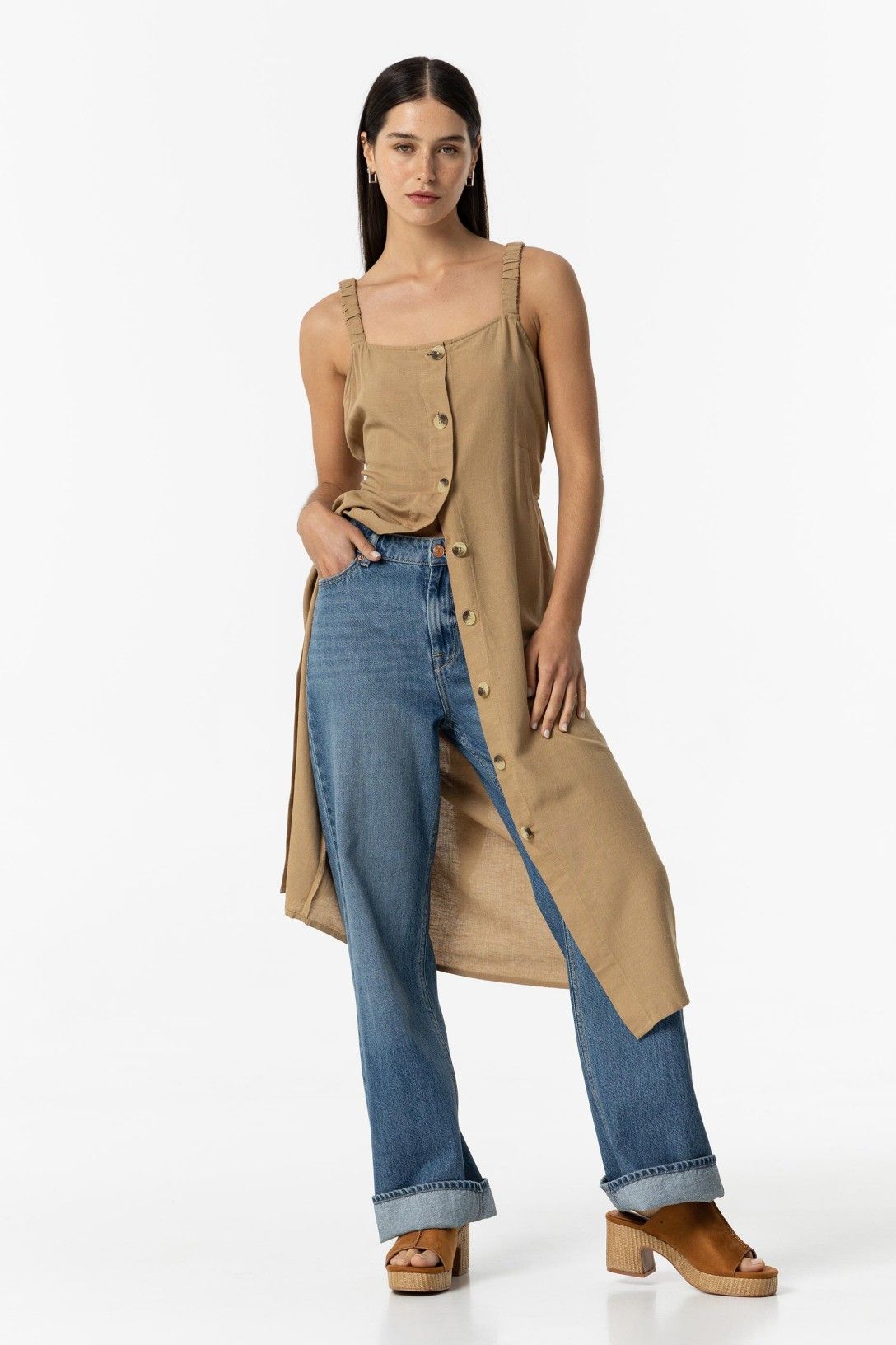 "Vestito Crack donna beige - styling completo look"