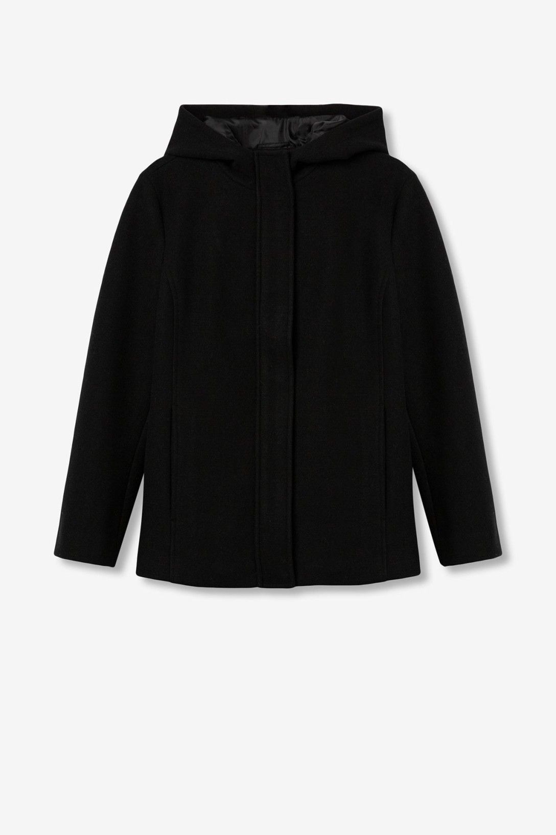 Cappotto Enny nero donna - dettaglio tessuto 100% poliestere e finiture