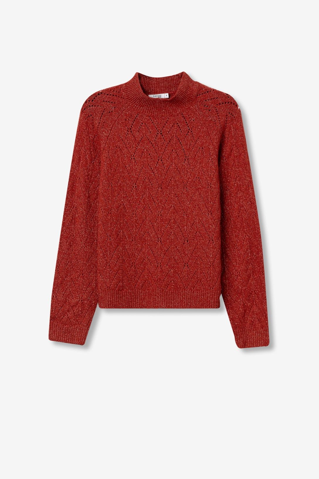 Maglione Donna Traforato Erato Beige Orange - Collo Alto Invernale