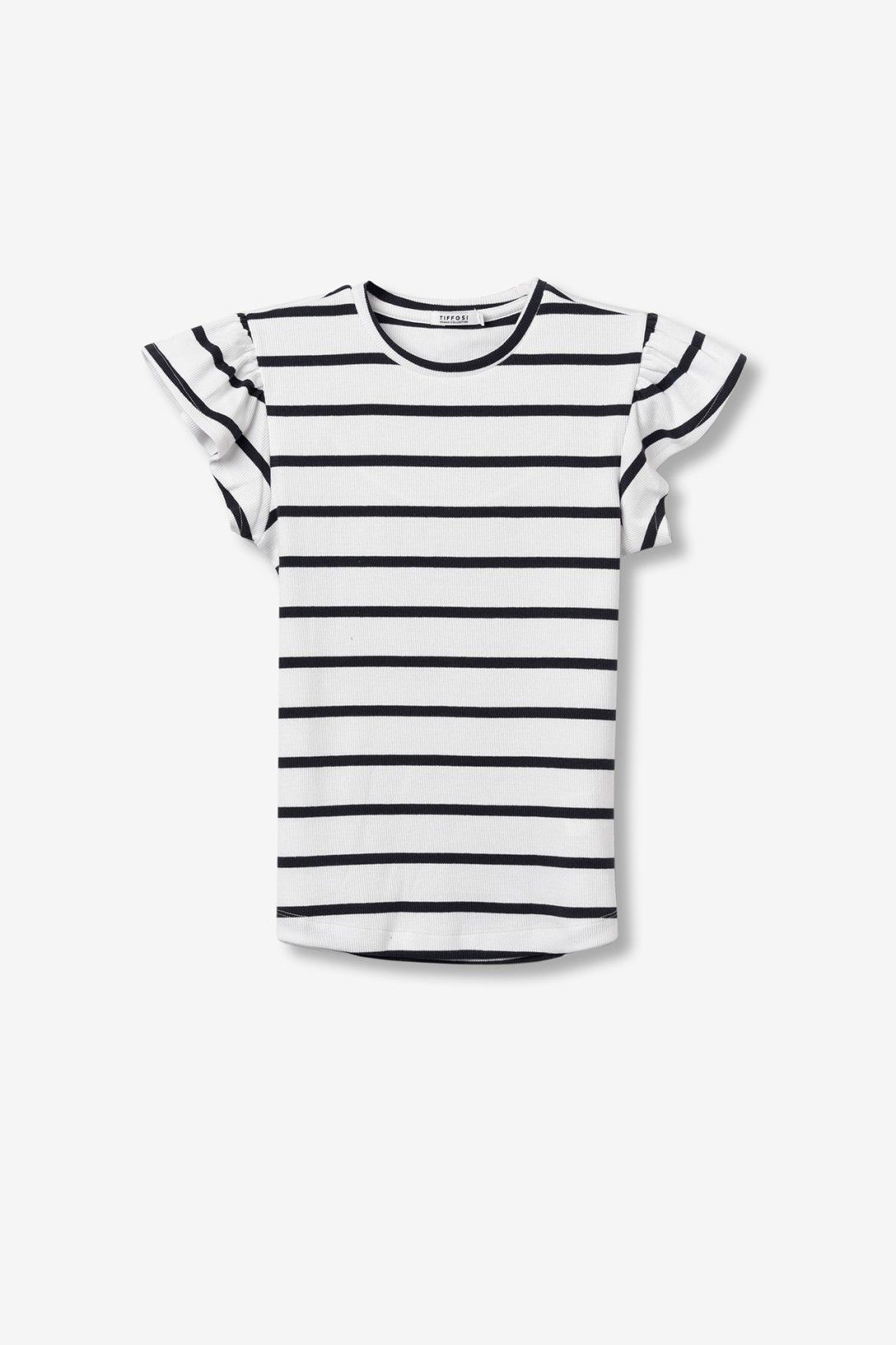 T-shirt donna righe orizzontali bianco e nero slim-fit Gavi_2 Tiffosi PE 2026 - dettaglio stile minimal