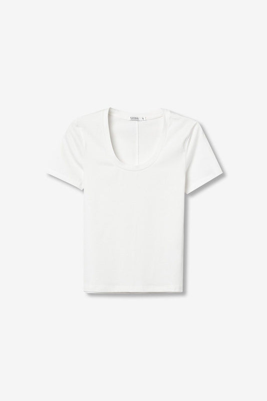 T-shirt donna Gemili slim fit bianca - girocollo ampio e lunghezza normale