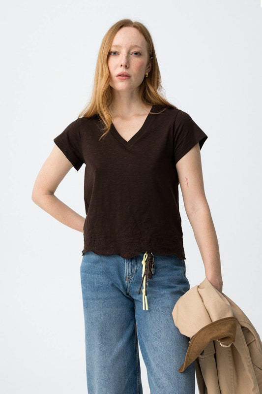T-shirt donna Hadley scollo V - vestibilità regolare manica corta
