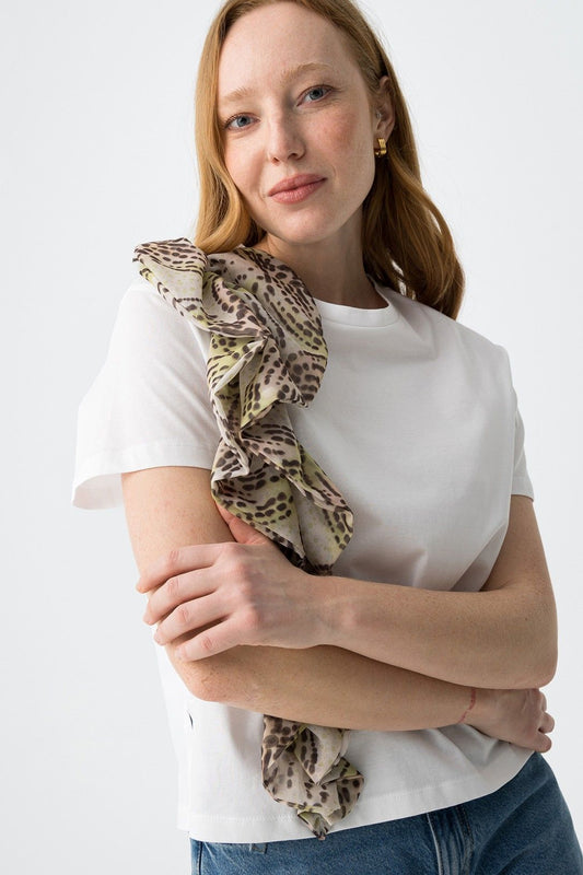 Dettaglio arricciato asimmetrico sulla spalla t-shirt Donna Haunter in cotone 100%