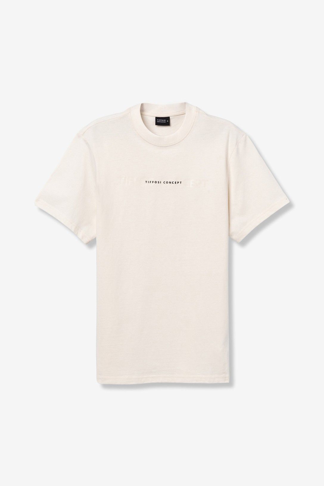 T-shirt uomo cotone slim fit beige - vista e-commerce sù sfondo neutro