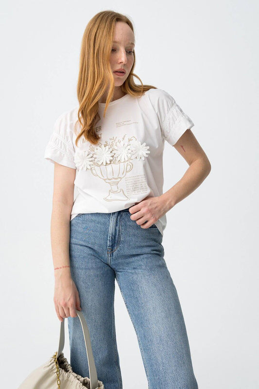 T-shirt donna Lydia cotone bianca - vestibilità comoda manica corta