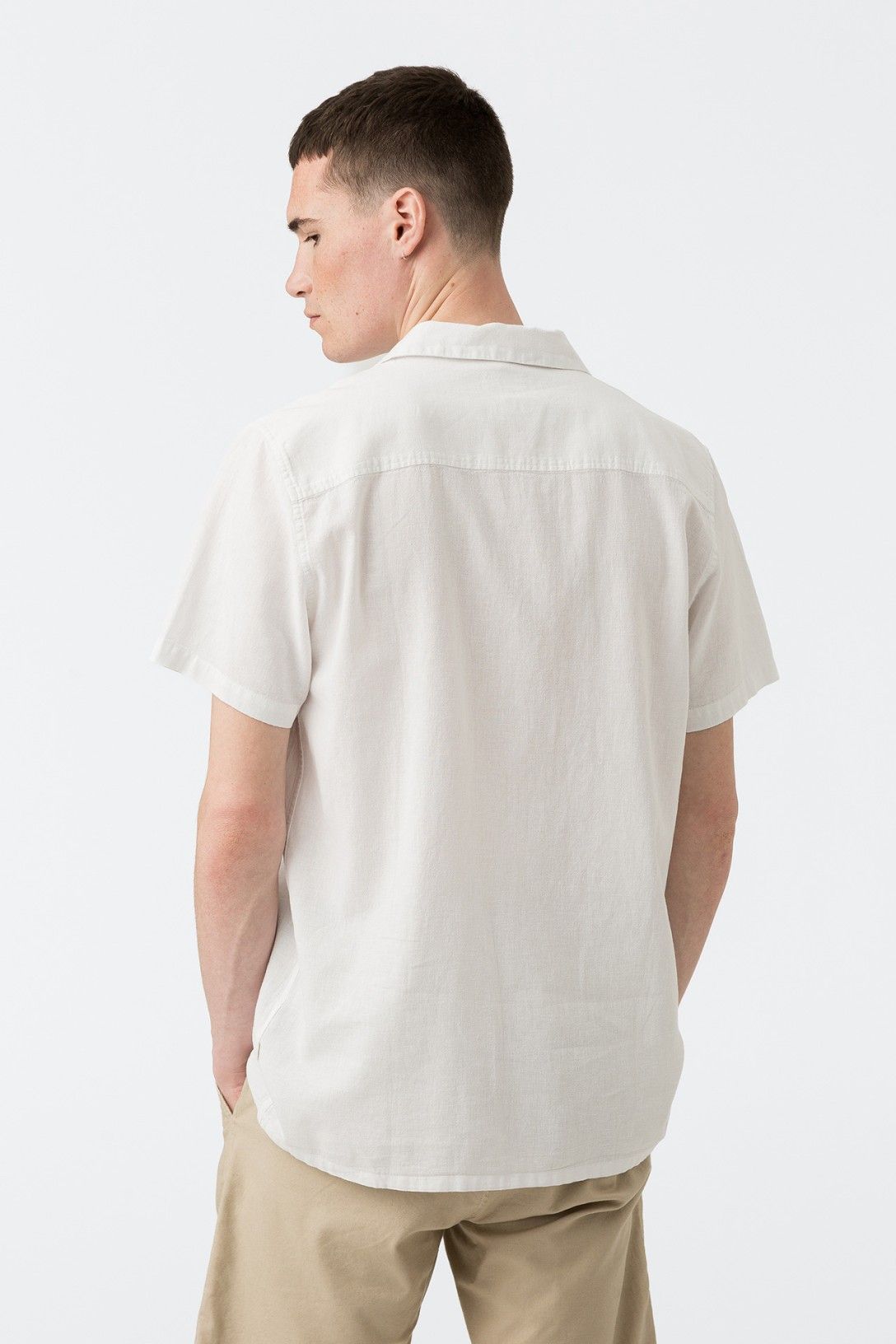"Camicia in lino Matthew da uomo, vista posteriore, colore bianco"