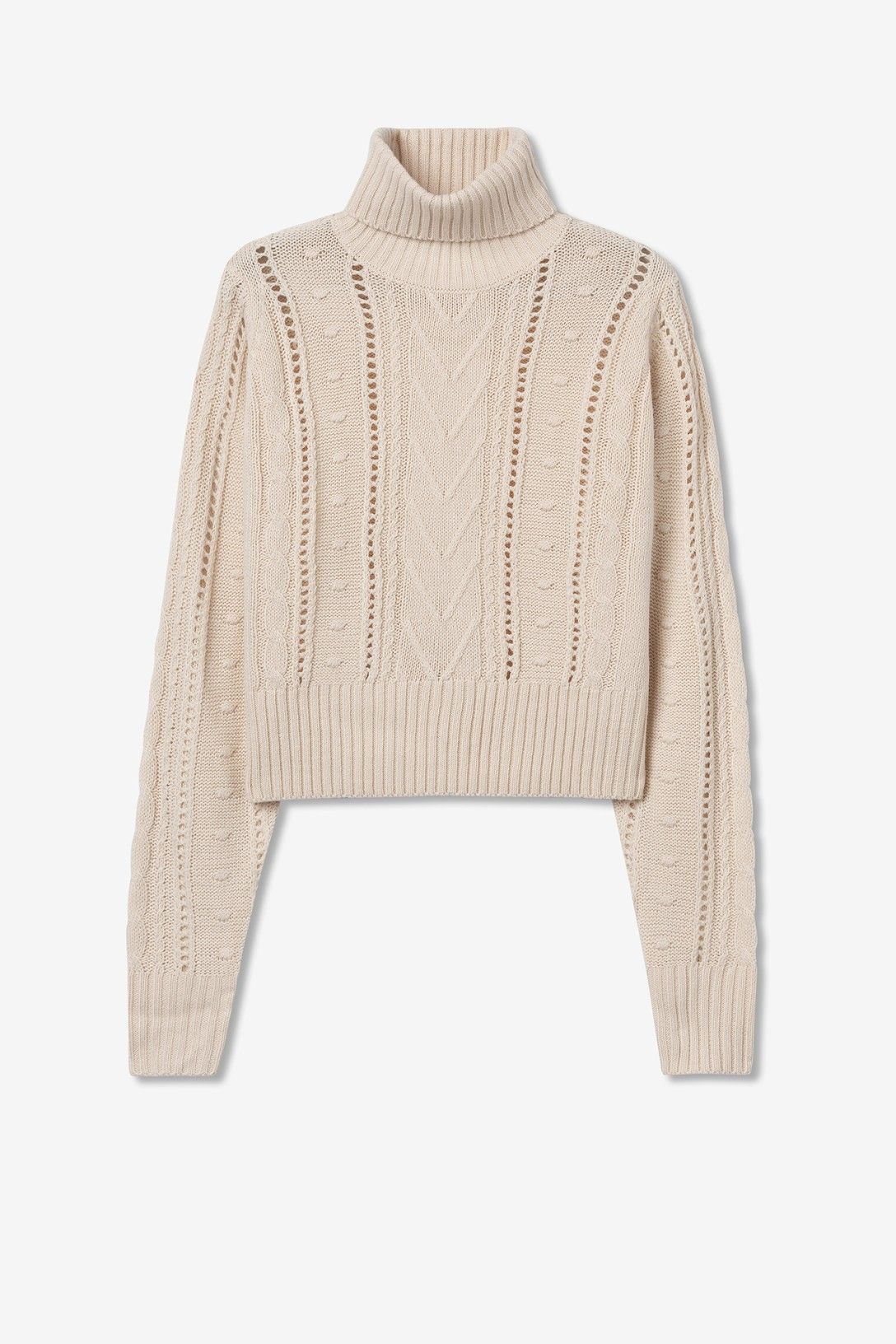 Maglione donna White Sand collo alto - dettaglio texture acrilico