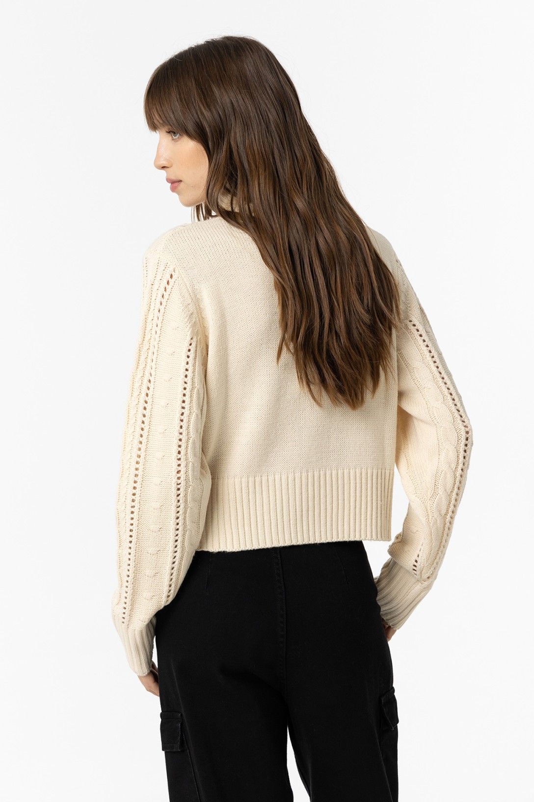 Maglione invernale donna beige Tiffosi - vista laterale e vestibilità