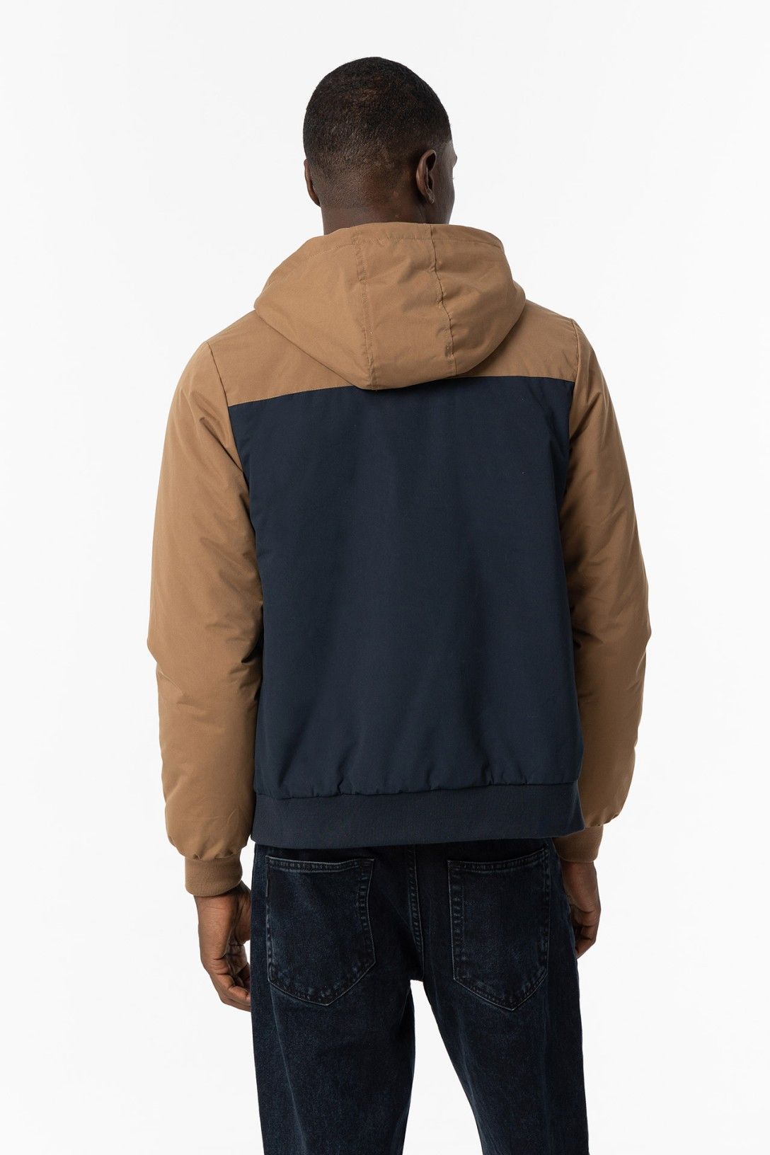 Giubbotto Palmer uomo trapuntato con cappuccio colore bruciato - vista posteriore