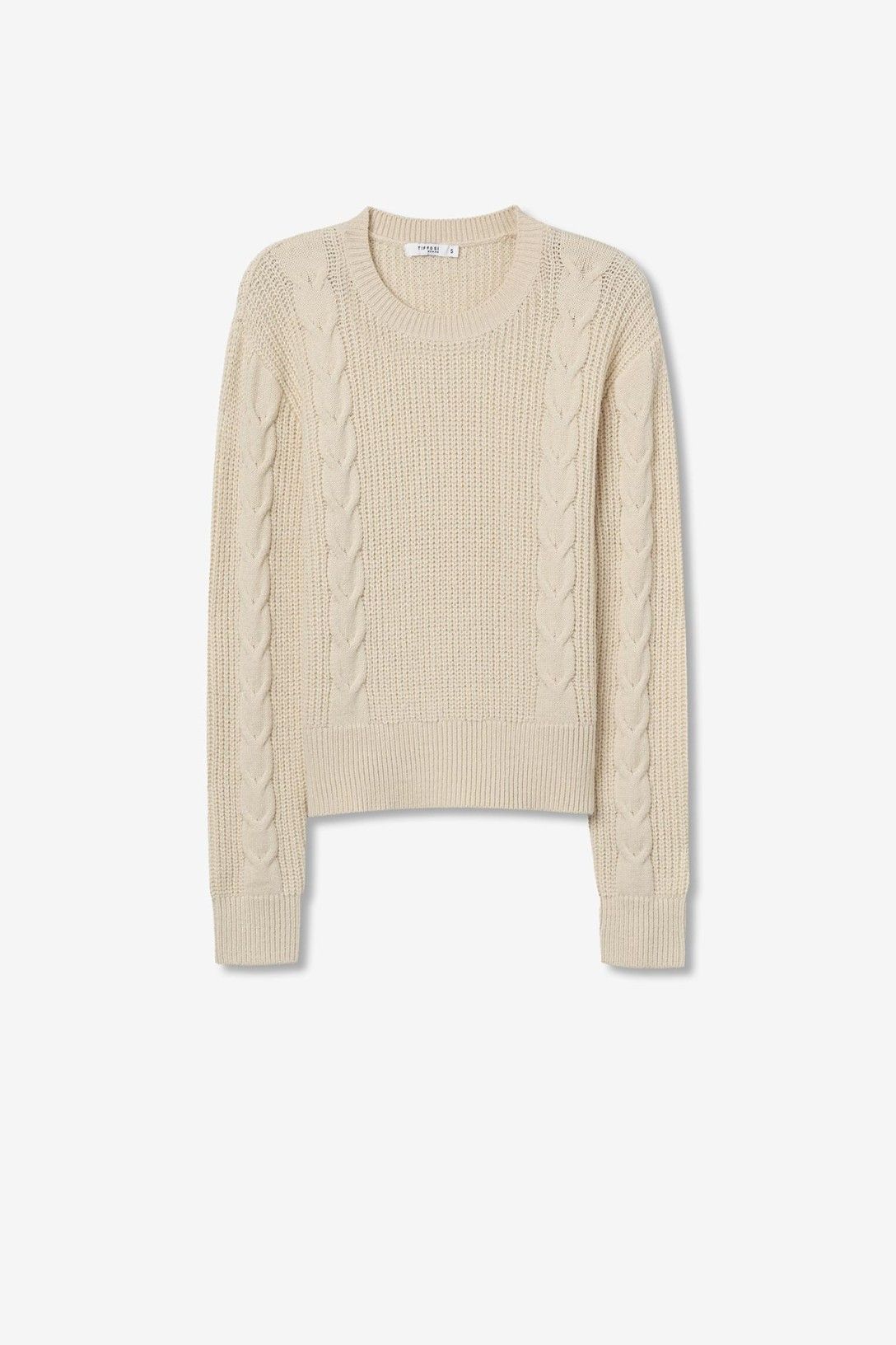 Maglione donna girocollo maniche lunghe - dettaglio lavorazione trecce