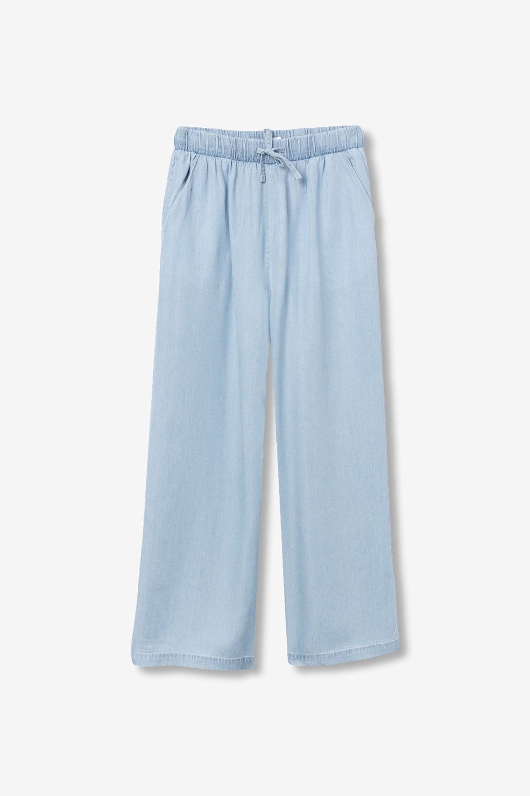 Dettaglio tessuto lyocell pantalone donna con coulisse Roselin, texture premium ultra-leggera