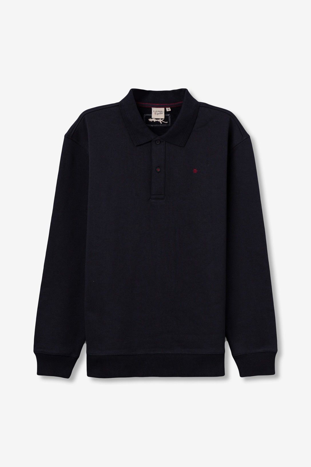 Polo uomo Valencia dark blu manica lunga con colletto, bottoni e logo ricamato sul petto – Frarò
